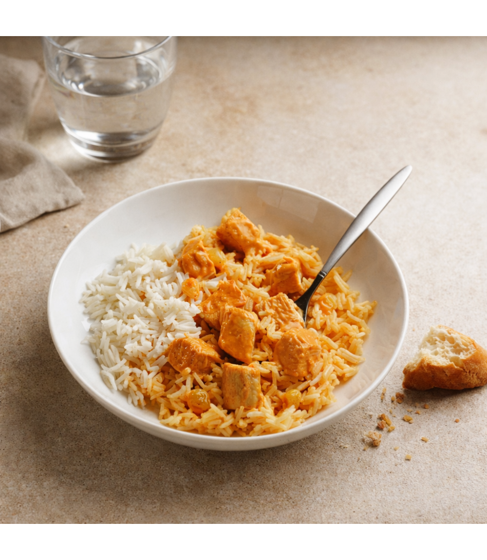 Poulet au curry et riz