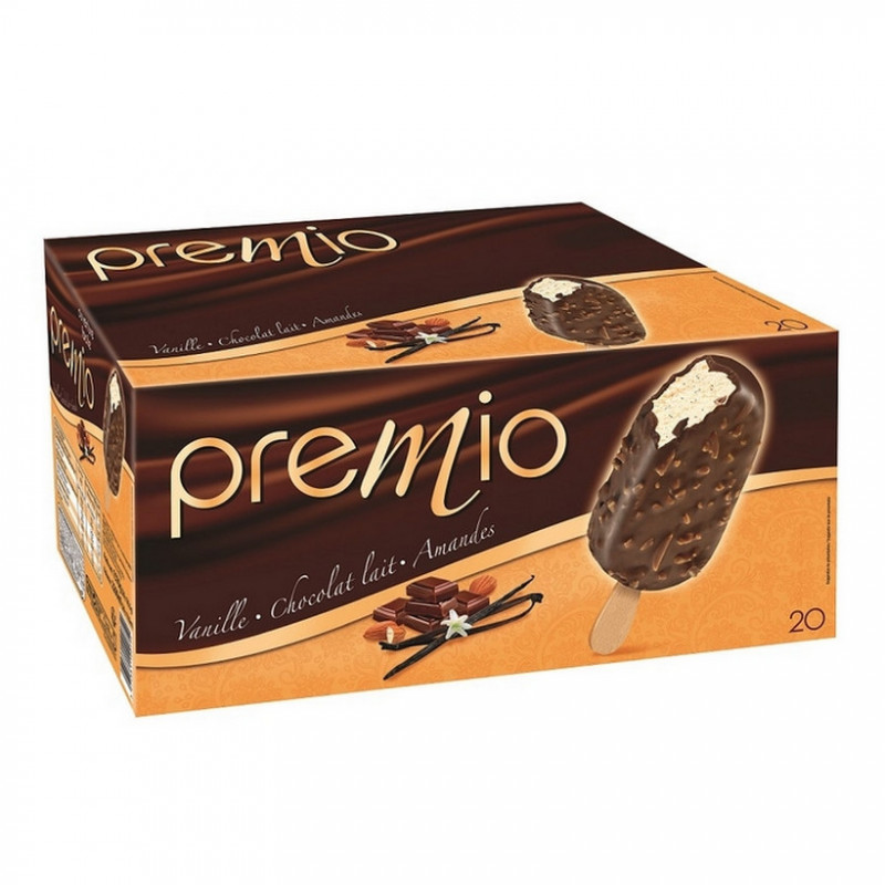 20 Bâtonnets vanille enrobé chocolat au lait et amandes