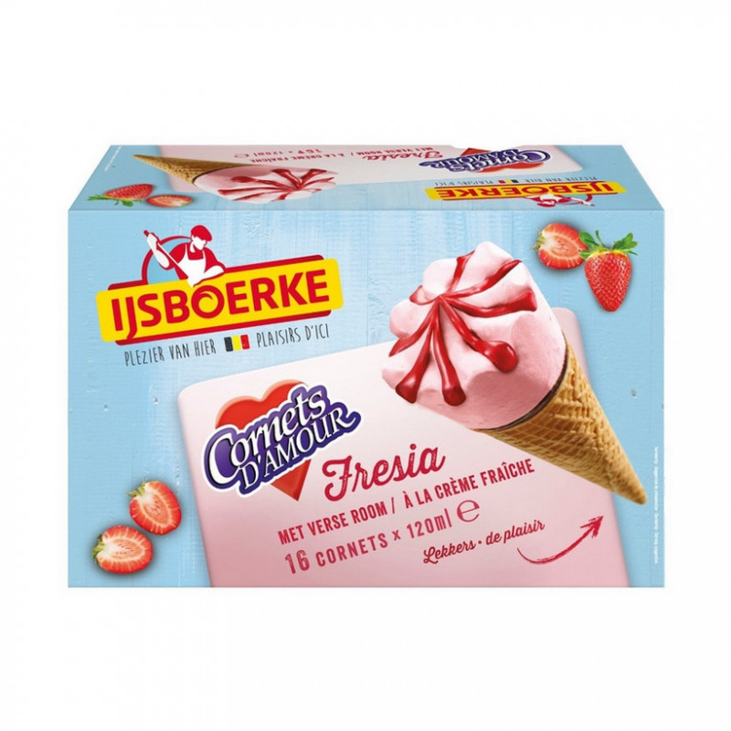 16 Cônes fraise avec coulis